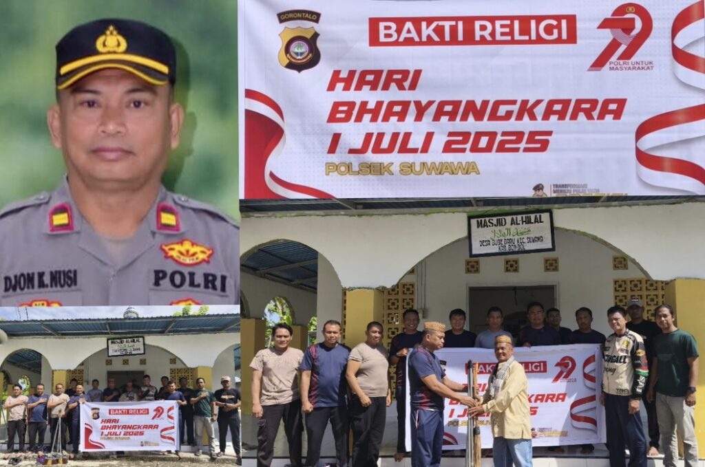 POLSEK SUWAWA GELAR BHAKTI SOSIAL DAN RELIGI DALAM RANGKA HUT BHAYANGKARA KE-79